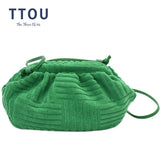 Velvet Stripe Cloud Bag for Women Handbag Shoulder Crossbody Purse