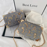 Velvet Embroidery Chain Shoulder Messenger Bag 2022