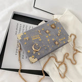 Velvet Embroidery Chain Shoulder Messenger Bag 2022