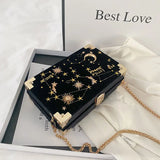 Velvet Embroidery Chain Shoulder Messenger Bag 2022