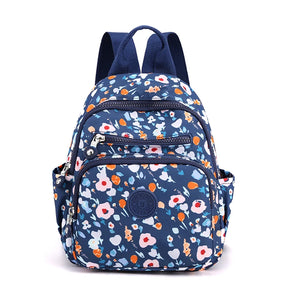 Flower Printing Mini Backpack Waterproof Nylon Women Shoulder Bag