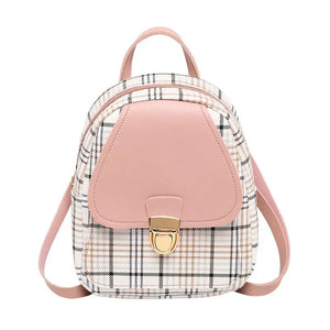 Plaid Mini Backpack Crossbody Bag for Teens