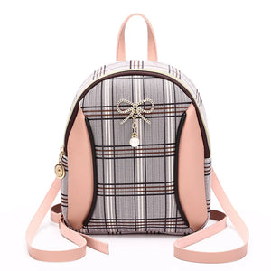 Plaid Mini Backpack Crossbody Bag for Teenage Girl