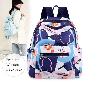Waterproof Travel Backpack for Women Floral School Bag