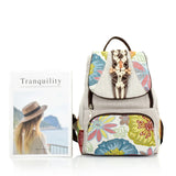 Women's Small Canvas Backpack, Floral Embroidered Rucksack