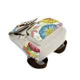 Women's Small Canvas Backpack, Floral Embroidered Rucksack