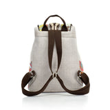 Women's Small Canvas Backpack, Floral Embroidered Rucksack