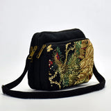 Peacock Sequins Embroidered Women Cotton Shoulder Bag Multi-function