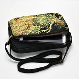 Peacock Sequins Embroidered Women Cotton Shoulder Bag Multi-function