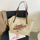 Embroidered Letter Shoulder Bag for Women