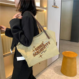 Embroidered Letter Shoulder Bag for Women
