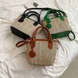 Large Straw Handbag Beach Tote Vacation Shoulder Bags
