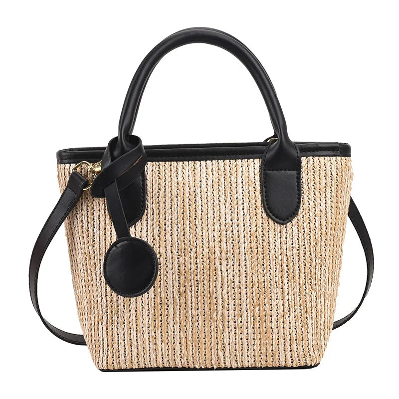 Large Straw Handbag Beach Tote Vacation Shoulder Bags