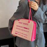 Canvas Crossbody Bag Women Small Shoulder Handbag Tote Travel Letters Portable