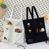 Harajuku Women's Shoulder Bag Anime Canvas Large Capacity Casual Tote Shopper