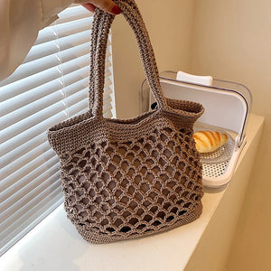 Large Capacity Bucket Bag Candy Woven Portable Shoulder Bag