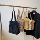 Large Capacity Bucket Bag Candy Woven Portable Shoulder Bag