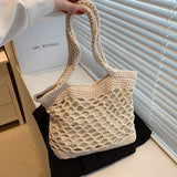 Large Capacity Bucket Bag Candy Woven Portable Shoulder Bag