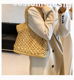 Large Capacity Bucket Bag Candy Woven Portable Shoulder Bag