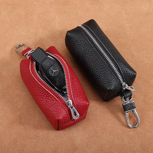 Unisex Cowhide Pouches Key Ring Chains Cow Leather Small Item