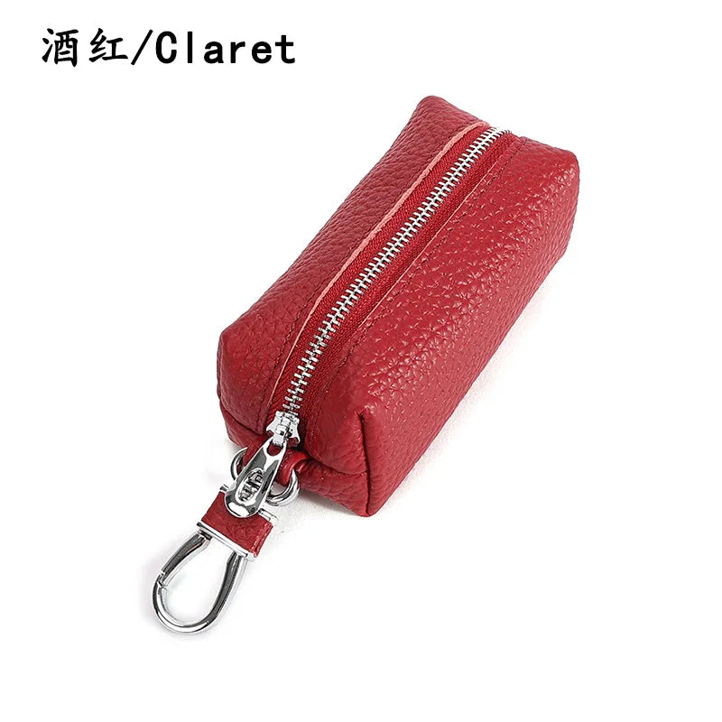 Unisex Cowhide Pouches Key Ring Chains Cow Leather Small Item