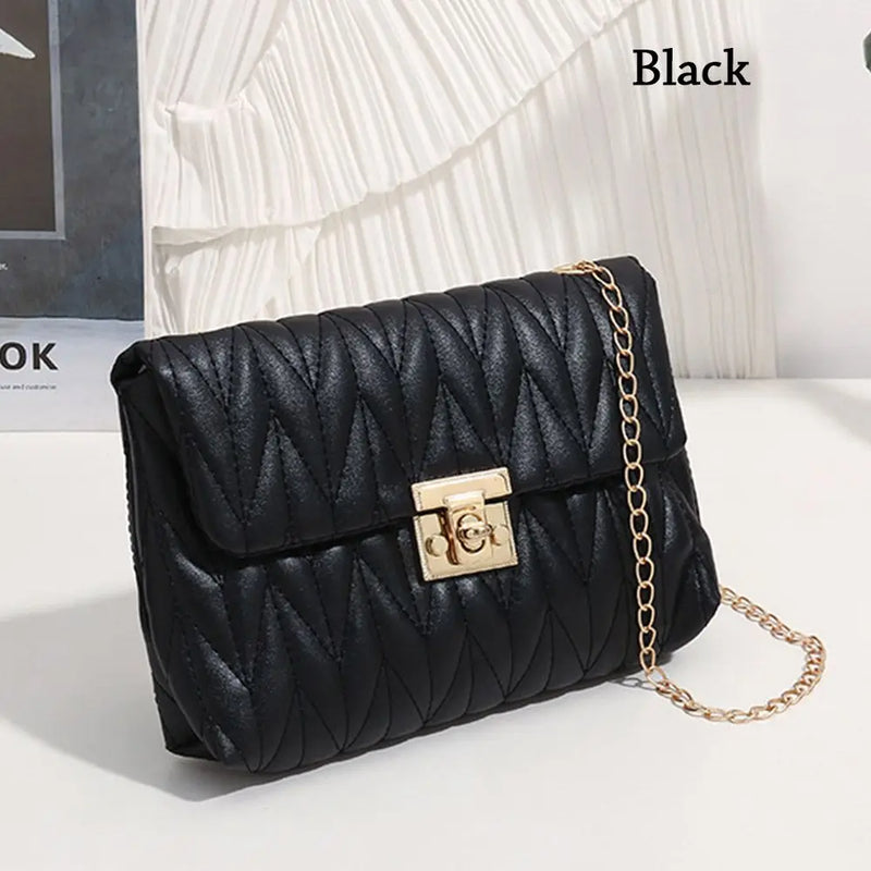 Versatile Women Embroider Chain Bag PU Leather Handbags