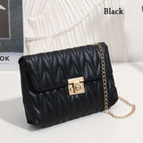 Versatile Women Embroider Chain Bag PU Leather Handbags