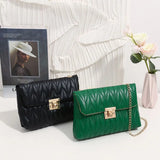 Versatile Women Embroider Chain Bag PU Leather Handbags