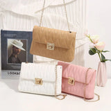 Versatile Women Embroider Chain Bag PU Leather Handbags
