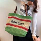Large Capacity Shoulder Bag Weave Handbag Straw Tote for Women