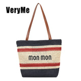 Large Capacity Shoulder Bag Weave Handbag Straw Tote for Women