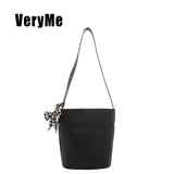 Large Capacity Bucket Bag Nubuck Leather Women's Crossbody Bag Handbag