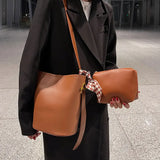 Large Capacity Bucket Bag Nubuck Leather Women's Crossbody Bag Handbag