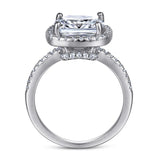 925 Silver 5CT Morganite Moissanite Ring Wedding Jewelry