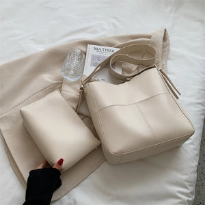 Vintage Leather Shoulder Bags Set for Women Handbags