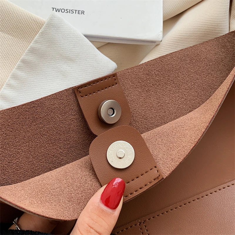 Vintage Leather Shoulder Bags Set for Women Handbags
