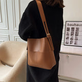 Vintage Leather Shoulder Bags Set for Women Handbags