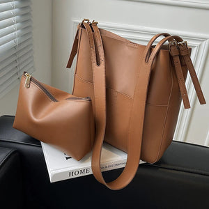 Vintage Leather Shoulder Bags Set for Women Handbags