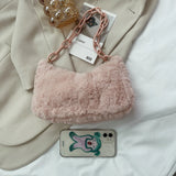 Vintage Acrylic Chain Plush Solid Small Shoulder Bag