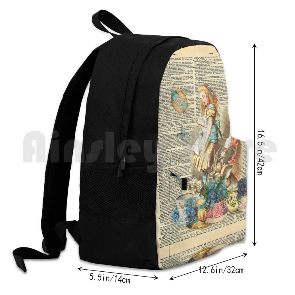 Vintage Alice Dictionary Page Outdoor Hiking Backpack