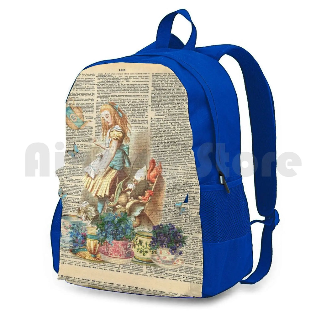 Vintage Alice Dictionary Page Outdoor Hiking Backpack