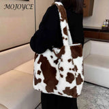 Vintage Animal Pattern Shoulder Bags Casual Plush Handbag