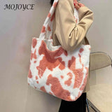 Vintage Animal Pattern Shoulder Bags Casual Plush Handbag