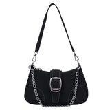 Vintage Nubuck Leather Shoulder Handbag with Chain Clutches