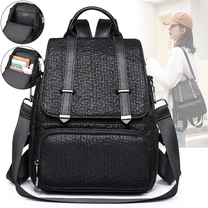 Vintage Leather Women's Backpack School Bag for Girls