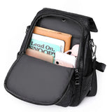 Vintage Leather Backpack Women's School Bag Girls Shoulder Bag