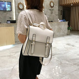 Vintage PU Leather Backpack for Girls School Bag High Leisure Shoulder Bag