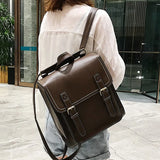 Vintage PU Leather Backpack for Girls School Bag High Leisure Shoulder Bag