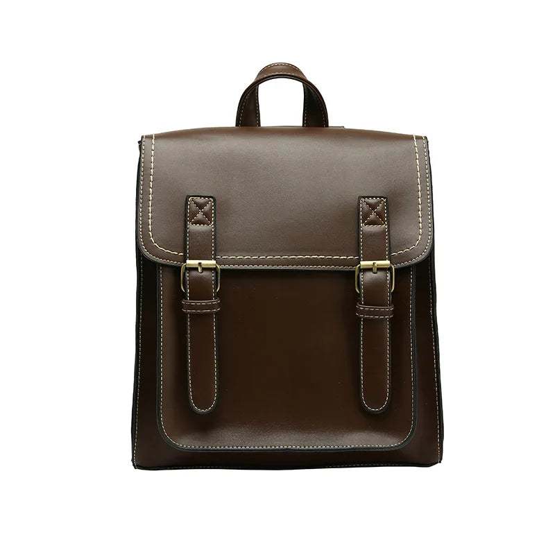Vintage PU Leather Backpack for Girls School Bag High Leisure Shoulder Bag
