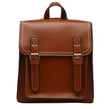 Vintage Leather Women Backpack School Bag for Girls